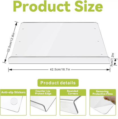 Clear Acrylic Cutting Chopping Board Lip Non Slip Worktop Protector LARGE 42x32